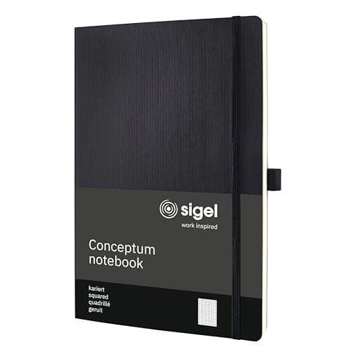 Image of SIGEL CO310 Premium Notebook squaRed, A4, softcover, Black - Conceptum