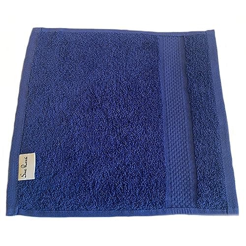 Image of Sue Rossi Towels 100% Turkish Combed Organic Cotton, 600gsm Thick, Plush Soft & Highly Absorbent, Quick Dry Home Or Hotel Quality Bathroom Towel (Navy Blue, Face Cloth Flannel)