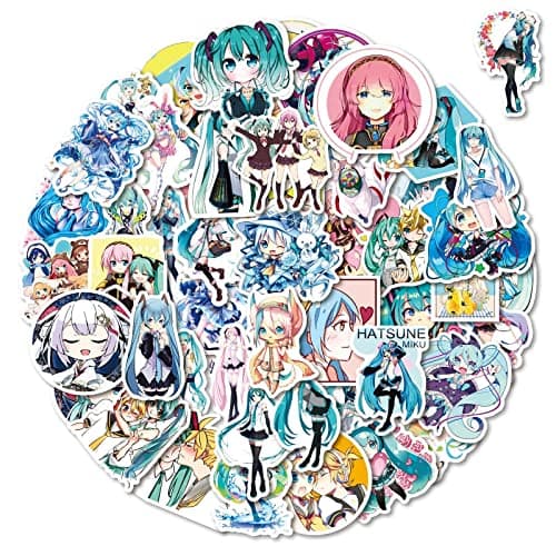 Image of Hatsune Miku Collection Sticker Pack 50pcs for Water Bottles Laptops Cars Skateboards Mens Cave Decorations Teens Adults Sticker