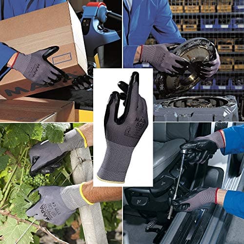 Image of Ultrane 553 Black Nitrile Mens Work Gloves Mechanic Gloves Builders Gardening Construction Workman Site Tradesman Protective Safety Gloves Size 8 Medium (1 Pair)