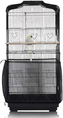 Image of ASOCEA Bird Cage Seed Catcher Adjustable Bird Cage Cover Soft Nylon Mesh Skirt Parrot Birdcage Net for Parakeet Macaw African