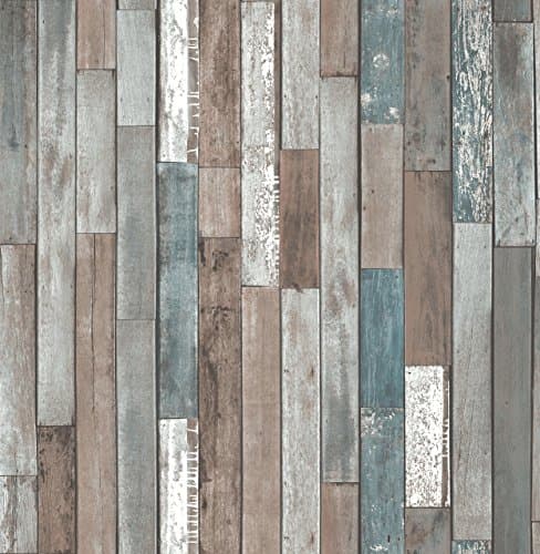 Image of BHF FD40888 Distinctive 4 Wood Reclaim Wallpaper - Blue (2-Piece)