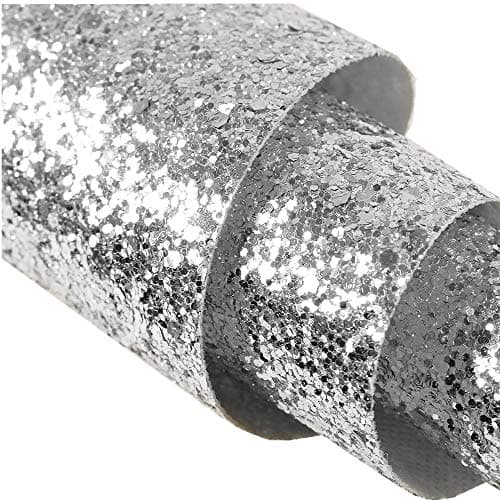 Image of DHHOUSE Silver Chunky Glitter Wallpaper, Peel and Stick Glitter Wallpaper for Walls