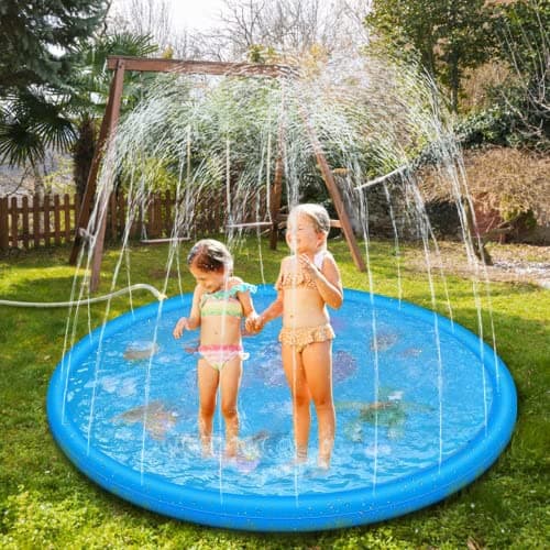 Image of Anpro 170 cm / 68 Splash Pad,Splash Pad for Kids over 6 Years Old/Pets,Including 15 PCS Anti-slip Tapes Garden Toys,Outdoor Spray Water Toys,paddling pool for kids