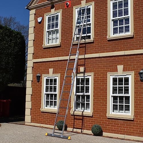 Image of Trade Master Pro® 2 Section Extension Ladder | Auto Locking Clips | Aluminium | Anti Slip Stabiliser bar | 150kg Weight Rating | EN131 Pro Certified | Size: 5.12m