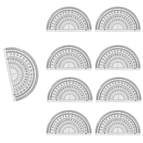 Image of 10 Pcs Plastic Protractors, Clear 180 Degree Math Protractor Set for Students Teachers School Office, Angle Measurement Tools, Transparent Geometry Ruler for Drawing Measuring