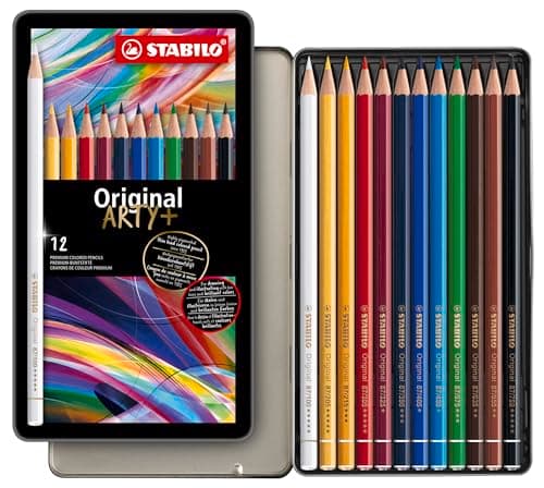 Image of STABILO Original - Thin Lead Colouring Pencil - ARTY+ - Tin of 12 - Assorted Colours