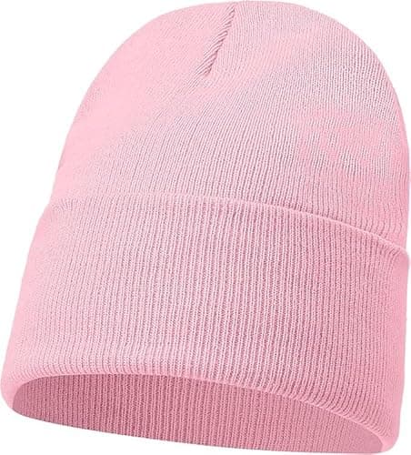 Image of COSHAL® Womens Beanie Knitted Hat Classic Cuffed Beanie - Soft Warm and Stylish Hat Thermal Wooly Skull Cap Winter Hat for Women Ladies Skull Cap Baby Pink