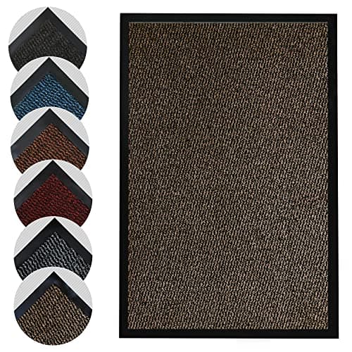 Image of Homatz Door Mat Indoor Outdoor - Heavy Duty Rubber, Floor and Kitchen Mats - Non Slip, Washable and Dirt Trapper Doormats Super Absorbent Multicolor Barrier Mat (Brown, 40x60cm)