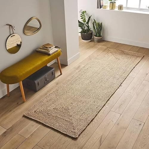 Image of THE PIKKU INTERNATIONAL - Jute Rug Runner Design Hand Braided Rectangle Area Rug Living Room Hallway Carpet (60 x 150 cm)