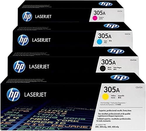 Image of HEWLETT PACKARD Original HP 305A Toner Cartridge CE410A / CE411A / CE412A / CE413A 4Pack Black, Cyan, Yellow, Magenta Works with The HP Laserjet Pro 400 MPF M425dn, M425dw, M425nw Printers