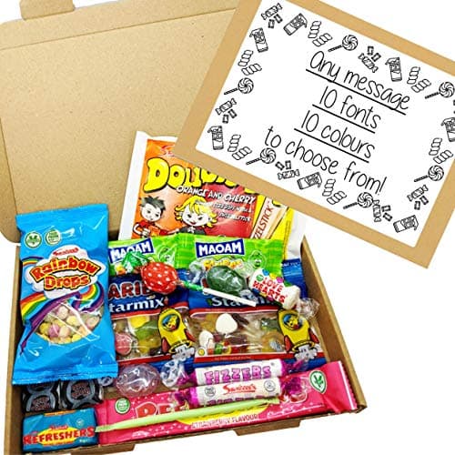 Image of Retro Sweet Gift Box - A5 Letter Box free personalised label by Eventabox *SWEETS VARY*