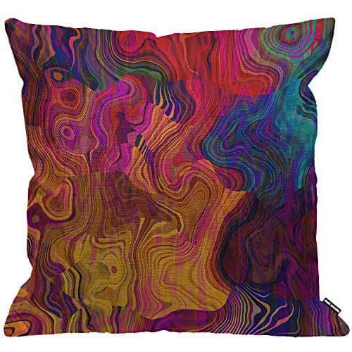 Image of HGOD DESIGNS Colorful Cushion Cover,Abstract Purple Pink Red Orange Golden Blue Chaotic Waves Throw Pillow Case Home Decorative for Men/Women Living Room Sofa Chair 18X18 Inch Pillowcase 45X45cm