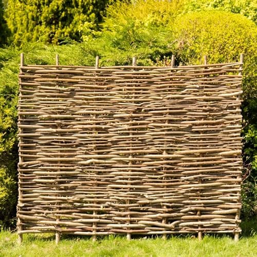 Image of Papillon 5 Pack Premium Hazel Hurdle Garden Fence Panels Wattle Fencing Panel in Brown 1.2m x 1.8m (4ft x 6ft)