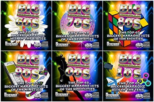 Image of Karaoke CDG Pack. Big Hits of the Decades. 40 Biggest Songs from each Decade, 60s, 70s, 80s, 90s, 00s, 10s. 240 Greatest Songs Of All Time for Family Party