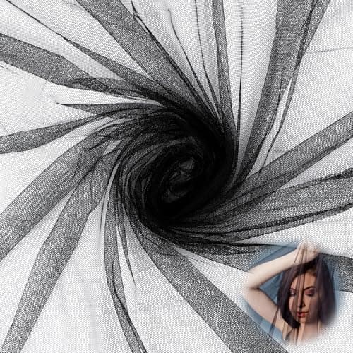 Image of Black Tulle Fabric, 2 x 1.6 m Mesh Fabric, Netting Fabrics for DIY Sewing Crafts Dress Wedding Birthday Party Decorations