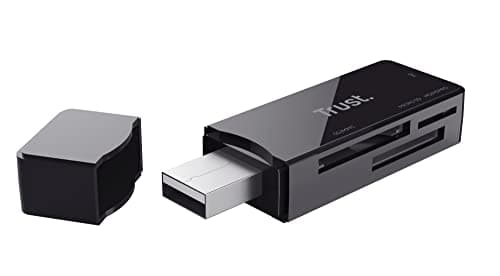Image of Trust Nanga USB 3.2 Card Reader, Compatible with SD, M2 and Micro SD Cards, 5 Gbps Data Transfer Speed, Compact Design, Memory Card Adapter for Windows, Mac OS, PC, Laptop - Black