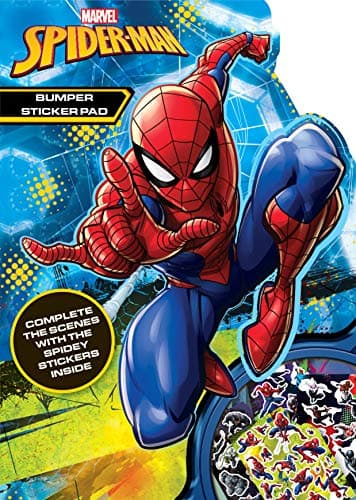Image of Spiderman - Stickers - Marvel Bumper Sticker Pad - 24 Scenes + 4 Sticker Sheets - Amazing Ultimate Stationery Supplies - Marvel Gifts for Boys - Age 3+