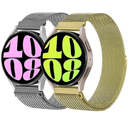 Image of LEIXIUER Milanese Loop Strap for Samsung Galaxy Watch 7/FE/6/6 Classic Strap 40mm 44mm 43mm 47mm,20mm Metal Mesh Band with Magnetic Lock for Galaxy Watch 4/5for Amazfit GTS 4/3,Black/Rose gold