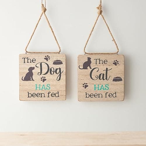 Image of 'The Cat or Dog Has Been Fed' Hanging Sign, 2 Asrtd