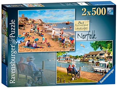 Image of Ravensburger Picturesque Landscapes No.2 Norfolk Cromer & Horning 2X 500 Piece Jigsaw Puzzles for Adults 10 Years Up