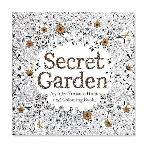 Image of LEBKFT Adult Colouring Books, 48 Page Flowers Trees House and Animals Mindfulness Colouring Book for Stress Relief with Thick Paper Double-Sided Pages for Women and Men (Secret Garden)