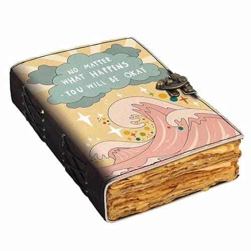 Image of DI-KRAFT Vintage Leather Motivational Quote Printed Journal Diary with Bucle Old Pages Diary for Office & Personal Use Travel Notebook (7x 5 Inch)