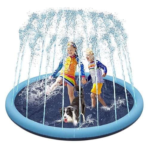 Image of Dog Pool Paddling Pool for Pets,Foldable Sprinkle and Splash Water Play Mat,Fun Backyard Fountain Play Mat for Baby Girls Boys Children or Pet Dog (100cm/39.3in)