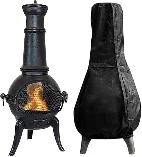 Image of Gatphy Outdoor Chimenea Cover, Waterproof 210D Oxford Fabric Heater Cover Heavy Duty Windproof Chiminea Protector Outdoor Garden Patio Heater Protector 122x21x61cm