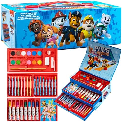 Image of Paw Patrol Art Set Kids Colouring Pencils Felt Tip Pens Crayons Paints Stationery Crafts Boys Girls Art Supplies Preschool Travel 40 Plus Pcs Gift Set (Multicolor)