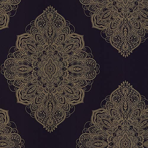 Image of Arthouse Henna Navy Gold Wallpaper 686000 - Metallic Geometric Mandala Tattoo, Blue