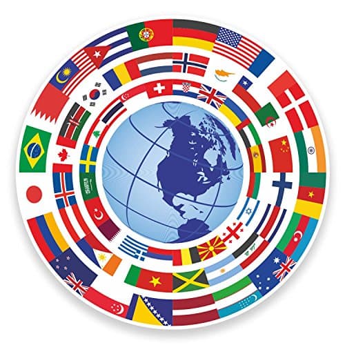 Image of 2 x 10cm Earth Vinyl Sticker Luggage Travel Tag Globe Map Flag World #9307 (10cm Wide x 10cm High)