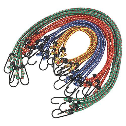 Image of Heavy Duty Bungee Cords 12 Pack Shock Cord Ties Tent/Tarp Fixings Heavy Duty Outdoor Bungie Straps to Packing for Camping, Tent, Storing Packages, Fastening