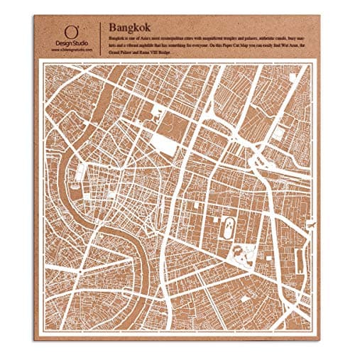 Image of Bangkok Paper Cut Map by O3 Design Studio White 30x30 cm Paper Art
