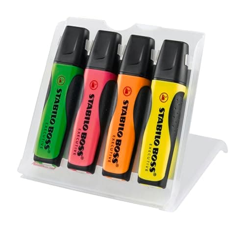 Image of Highlighter - STABILO BOSS EXECUTIVE - Pack of 4 - green, pink, orange, yellow