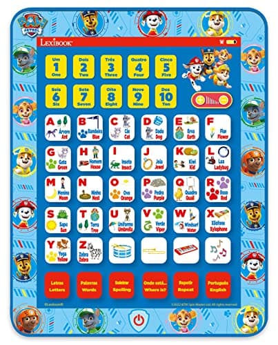 Image of LEXIBOOK, Paw Patrol, Educational Bilingual Interactive Learning Tablet, Toy to learn alphabet letters numbers words spelling and music, English/Portuguese, Blue, JCPAD002PAi4