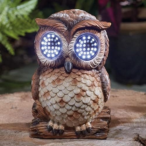 Image of Smart Solar Blinkin' Owl Solar Powered LED Garden Ornament, Brown, 13 x 10 x 11 cm, Blinking Eyes Light Feature