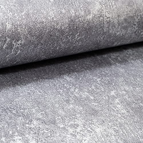 Image of SOPHIE LAURENCE Silver Grey Metallic Wallpaper - Solid Thick Heavy Duty Designer Textured Wallpaper - Plain Shiny Modern Glitter Marble Effect