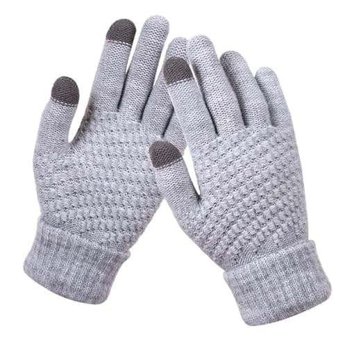Image of BSLVWG Women's Winter Touchscreen Gloves - Warm Knit Thermal Suit for Running, Driving, Cycling, Working, Hiking, Skiing (Gray)