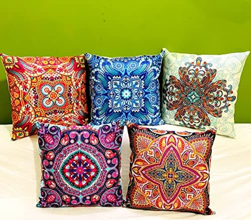 Image of BALLEY Multicolor Dot Jute Cotton Cushion Cover -16x16 Inches Colourful
