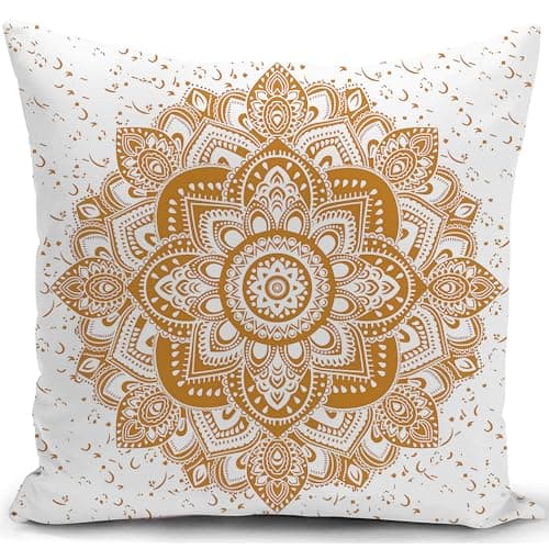 Image of KUNQIAN Boho Cushion Cover Bohemian Mandala Aesthetic Room Decor Gift Throw Pillow Casefor Home Livingroom Bedroom Couch Bed Sofa 18"x18"