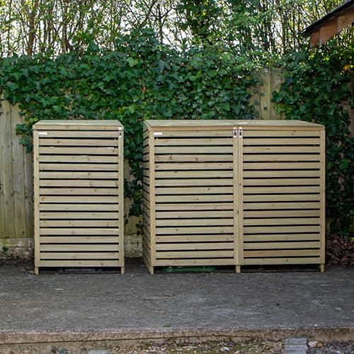 Image of Samuel ALEXANDER 2.02m x 1.22m Large Wooden Outdoor Garden Triple Wheelie Bin Store Storage - Garden Bin Storage box, Wheelie Bin Hideaways, Bin Shed for 3 Bins (1 Single and 1 Twin)