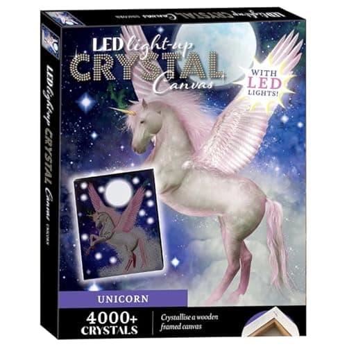 Image of RA-HOMESTORE® New LED Light-Up Crystal Canvas Beautifully Bright Artwork is Easy and Fun to Make, and Looks Incredible on Display (Unicorn)