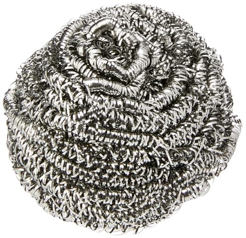 Image of Spontex Tough Kitchen Scourers | Wire Wool Pan Scourers | 90% Recycled Rust-Free Stainless Steel | Cleans Ovens, BBQs, Glass Dishes & Jugs | 4 Count