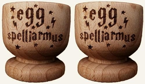 Image of Harry Potter Inspired Wooden Egg Cup Hogwarts Wizard House Warming Present Fan Birthday Gift IDEA EGGCUP (Set of 2)