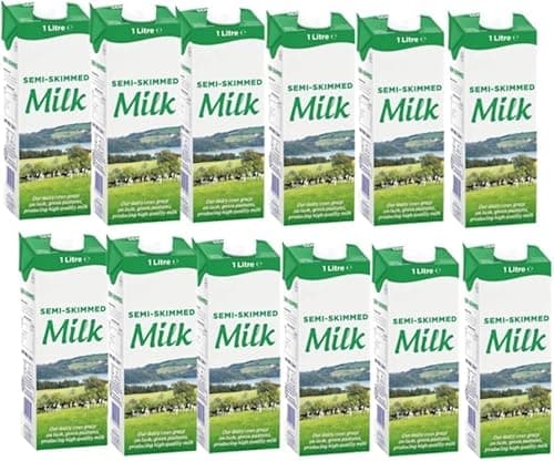 Image of Lakeland Long Life Semi-Skimmed Milk 1L – Pack of 12 Cartons, UHT Long-Life Milk for Everyday Use, 12 x 1L Family Bulk Pack