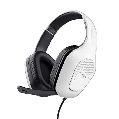 Image of Trust Gaming GXT 418W Rayne Lightweight Gaming Headset for PC Xbox PS4 PS5 Switch Mobile, 3.5 mm Jack, 2m Cable, 50mm Drivers, Foldaway Microphone, Over-Ear Wired Headphones, White