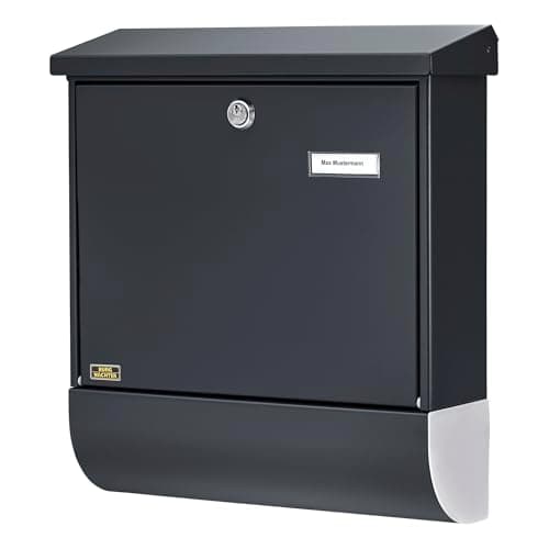Image of BURG-WÄCHTER, Mailbox Set with Newspaper Holder A4 Letter Slot, Galvanized Steel, Set Vario ANT, Anthracite Grey RAL 7016
