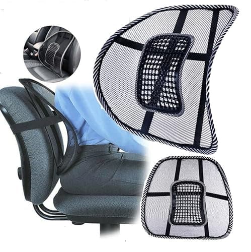 Image of SKYTE Mesh Back Support for Office Chair Ergonomic Mesh Lumbar Support Cushion with Elastic Strap Back Rest Back Pain Relief for Home Office Car Seat,Black, 39cm x 38cm x 20cm