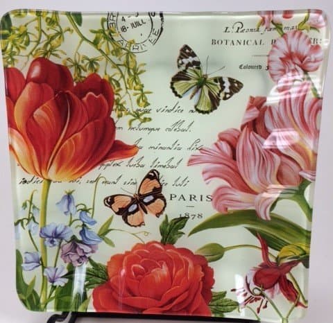 Image of SMALL SQUARE CAKE DESSERT BUTTERFLY PLATE PLATTER (1)